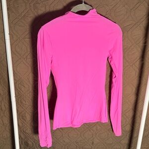 SKIMS Long Sleeve Mock Neck Top in Hot Pink